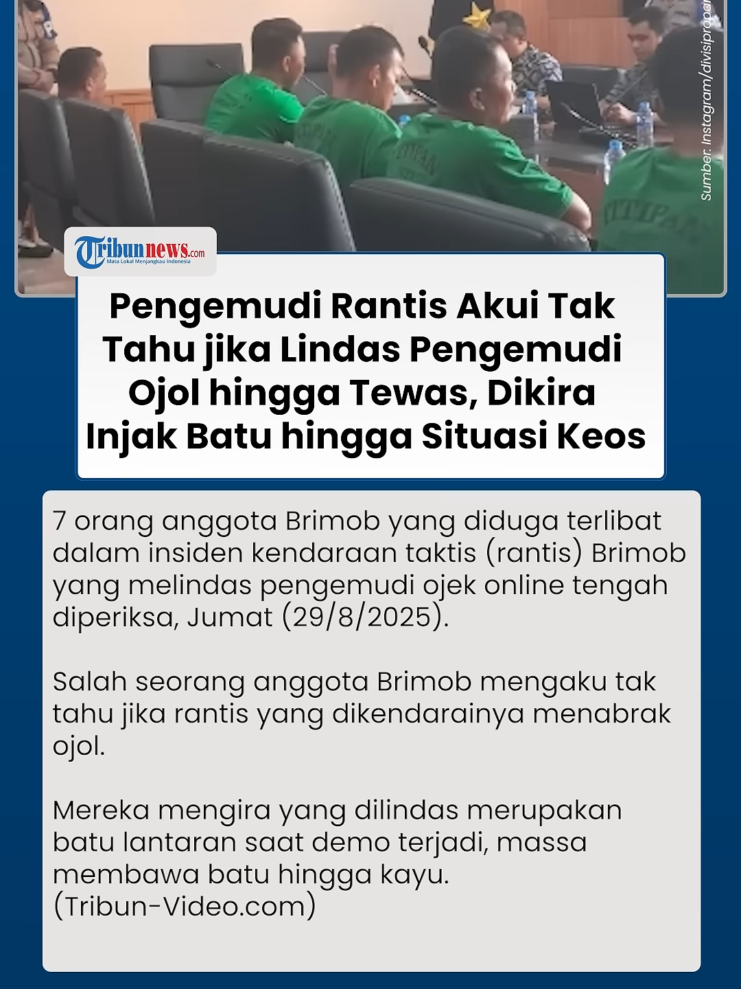 Momen Pengemudi Rantis Akui Tak Tahu jika Lindas Pengemudi Ojol hingga Tewas, Dikira Injak Batu #pengemudi #rantis #ojol #beritaterkini #tiktokberita