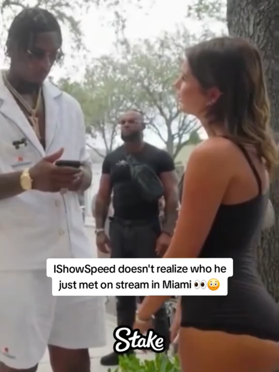 IShowSpeed doesn't realize who he just met on stream in Miami 👀😳 #ishowspeed #fyp 