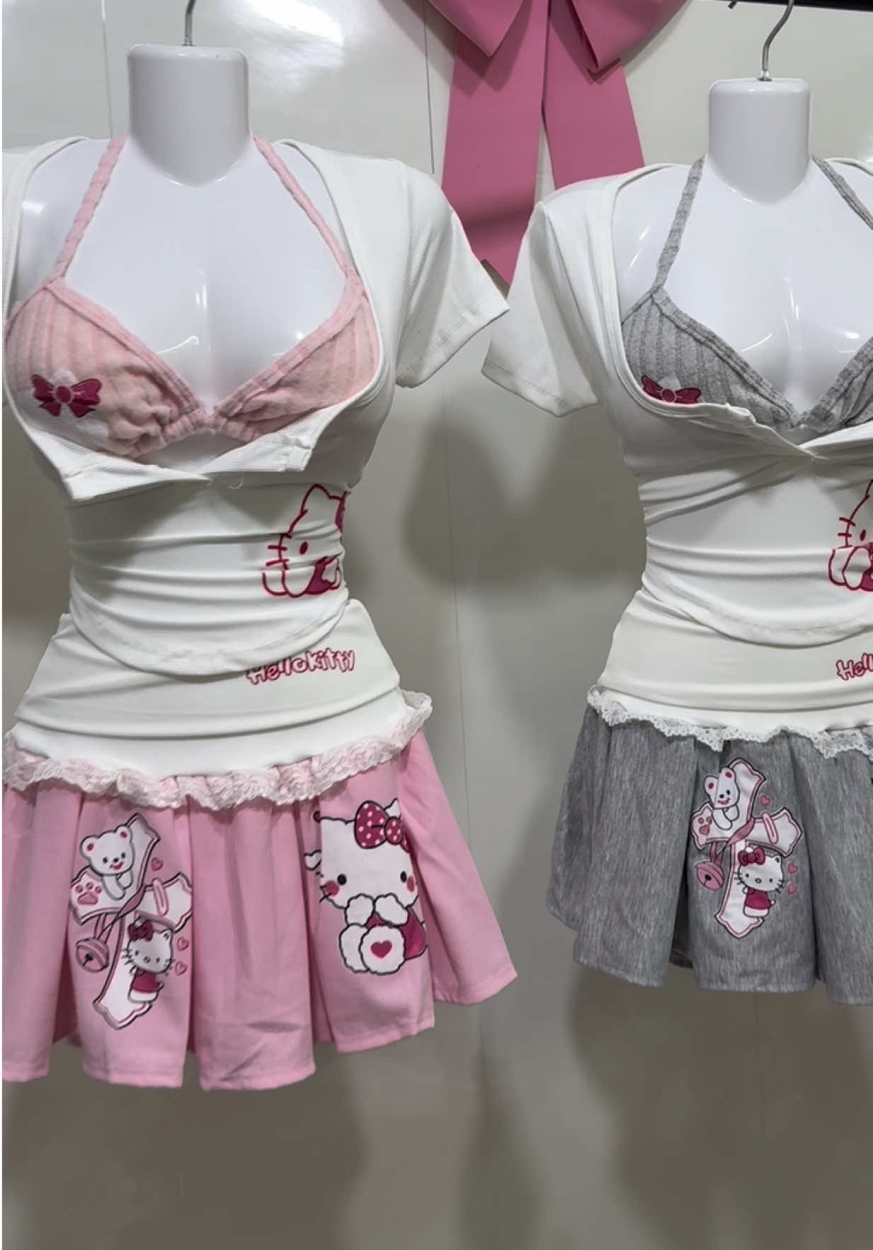 SET KITTY 3 MÓN Áo CÀI KHUY TAY NGẮN CROPTOP + BRA + CHÂN VÁY XẾP LY IN KITTY DỄ THƯƠNG #moingaymotoutfit#xhuongtiktok#:#xiĩnhinh #xhuongtiktok#xhuongtiktok2024#%_mng# 