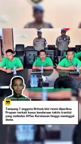 Tampang 7 anggota Brimob kini resmi diperiksa Propam terkait kasus kendaraan taktis (rantis) yang melindas Affan Kurniawan hingga meninggal dunia. Proses hukum masih berjalan, publik menanti transparansi dan keadilan ditegakkan. ⚖️ #AffanKurniawan #DriverOjol #Brimob #Propam #KeadilanUntukAffan 