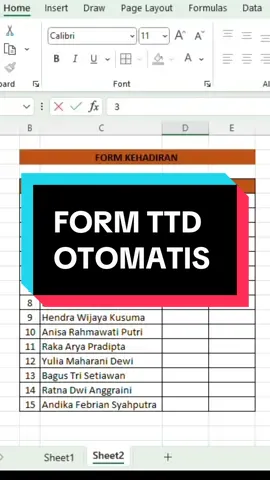 Siapa yang masih bikin form kehadiran tapi tanda tangannya dibikin manual?  Padahal kalian bisa pakai rumus fungsi “Row” untu bikin form tanda tangan otomatis kaya gini!  #spreedsheet #excel #exceltips #exceltutorial #belajar #belajarexcel #microsoftexcel #excelpro #inputdata #entrydata #inputdatacepat #exceltricks #tipsandtrick #spreedsheets #tipsandtricks 