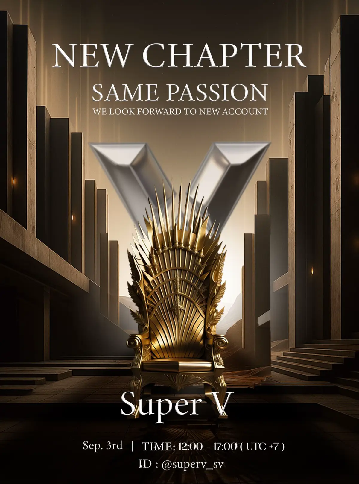 A new chapter begins, the excitement never stops we can't wait to see you on our new account!@SV-Super V  With love,Thanks for all SV’s families ❤️