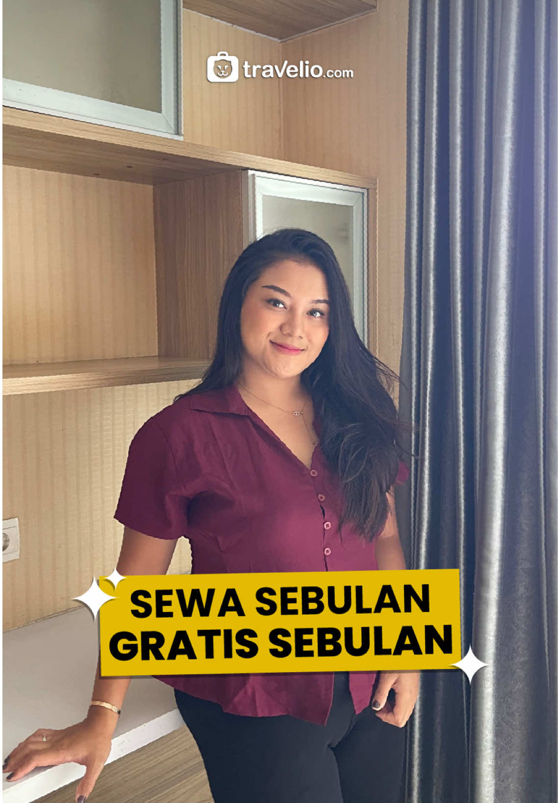 Nemu apartemen nyaman di dago suites buat staycation di @travelio_id !! Lagi ada promo sewa sebulan, dapet gratis satu bulan!! #staycation #apartemenbandung #travelio 