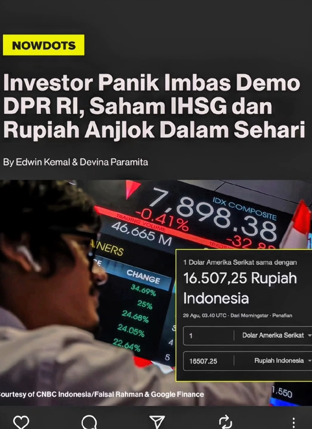 bagaimanaa nasib portfolio kalian?? wkwk🗿🗿 sources:nowdots, CNBC Indonesia #demo #dpr #ihsg #fyp #fyppppppppppppppppppppppp 