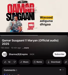 New hit by qamar Suugaan maryan kasoo daawo Sharma($)Empire @rock star qamarsuugaani💫💥 @BABA KAMAL😕@Adnanmodel10 @Naji The Pilot 🛬 @donibofficial @Abokorbk🦁 