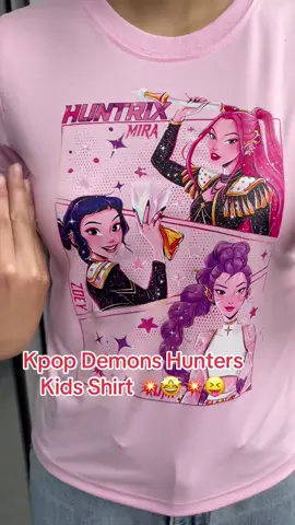 Kpop Demon Hunters Kids Shirt 🤩🔥💋💥😝#fyp #kpop #kpopdemonhunters #demonhunter #hunter #huntrix #sajaboys #rumi #mira #zoey #kids #kidsfashion #hunterxhunter #demonhunters #funnykids #tiktokshop #viralvideo #trending #shirt 