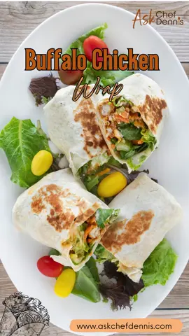 Spicy, saucy & oh-so-crunchy.🌯🔥 Our Buffalo Chicken Wrap is wing-night flavor rolled into one tasty bite!🐔💙   Get the recipe —> https://www.askchefdennis.com/buffalo-chicken-wrap-recipe/ #BuffaloChickenWrap #BuffaloChicken #WrapItUp #FlavorExplosion #BuffaloChicken #ChickenWrap #EasyMeals #ChefDennisEats #AskChefDennis