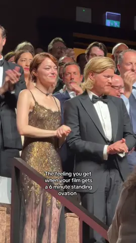 #EmmaStone experienced all of the feels during “Bugonia’s” six minute and 50 second standing ovation at the #VeniceFilmFestival. Tap the link in our bio to read Vogue’s review of the film. 