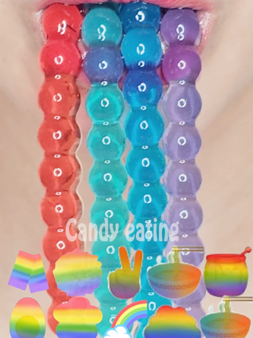 ASMR RAINBOW EMOJI FOOD kohakuto sprinkle honey jelly chocolate marshmallow mukbang eating sounds #asmr #mukbang #candy #eatingsounds #입술계 
