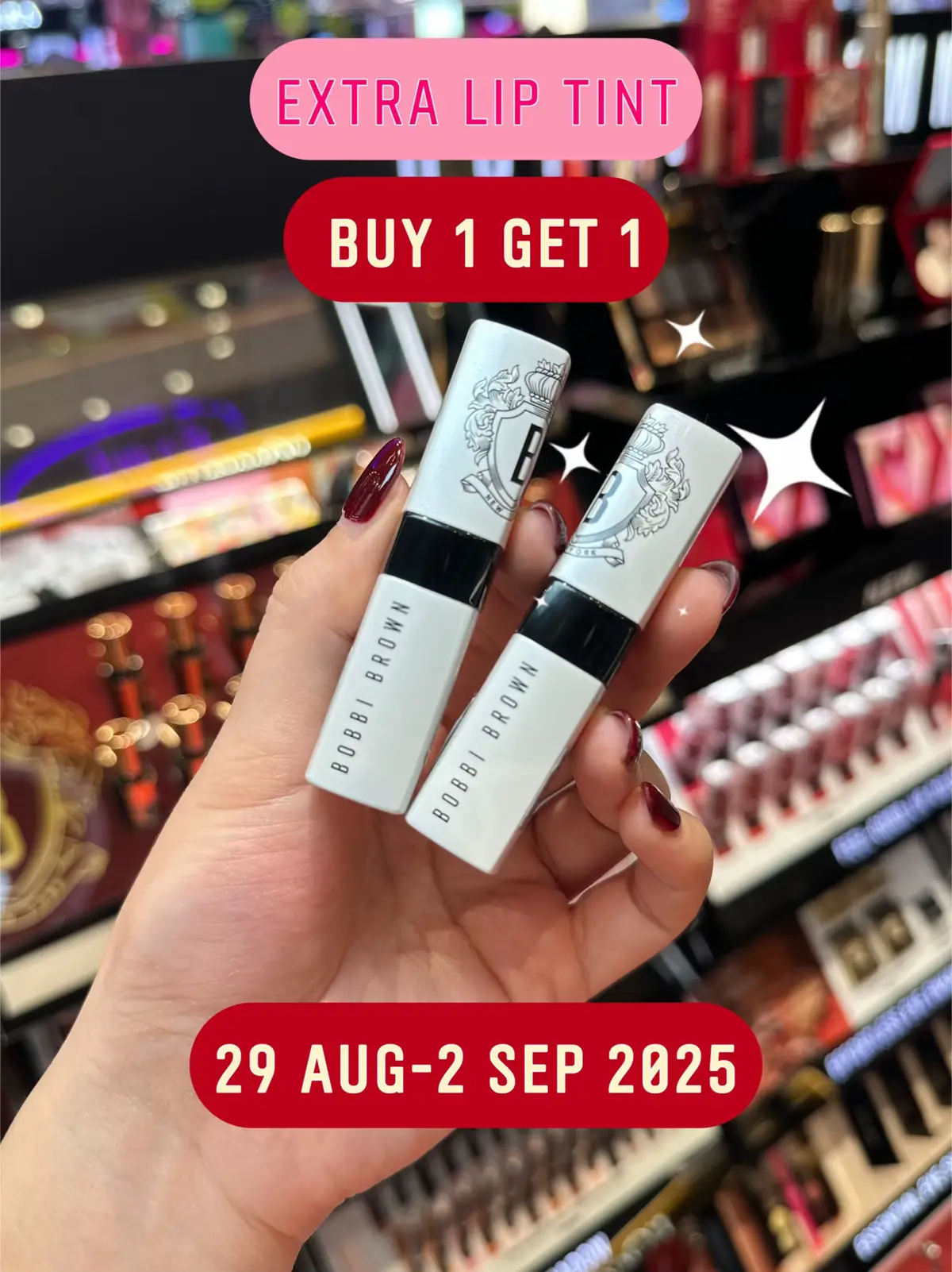 Extra lip tint buy 1 get 1 29 สิงหาคม- 2 กันยายน นี้เท่านั้น ที่เคาเตอร์ BOBBI BROWN ทุกสาขานะคะ #bobbibrow #bobbibrownartist #bobbibrownthailand #bobbibrownartistth #extraliptint 
