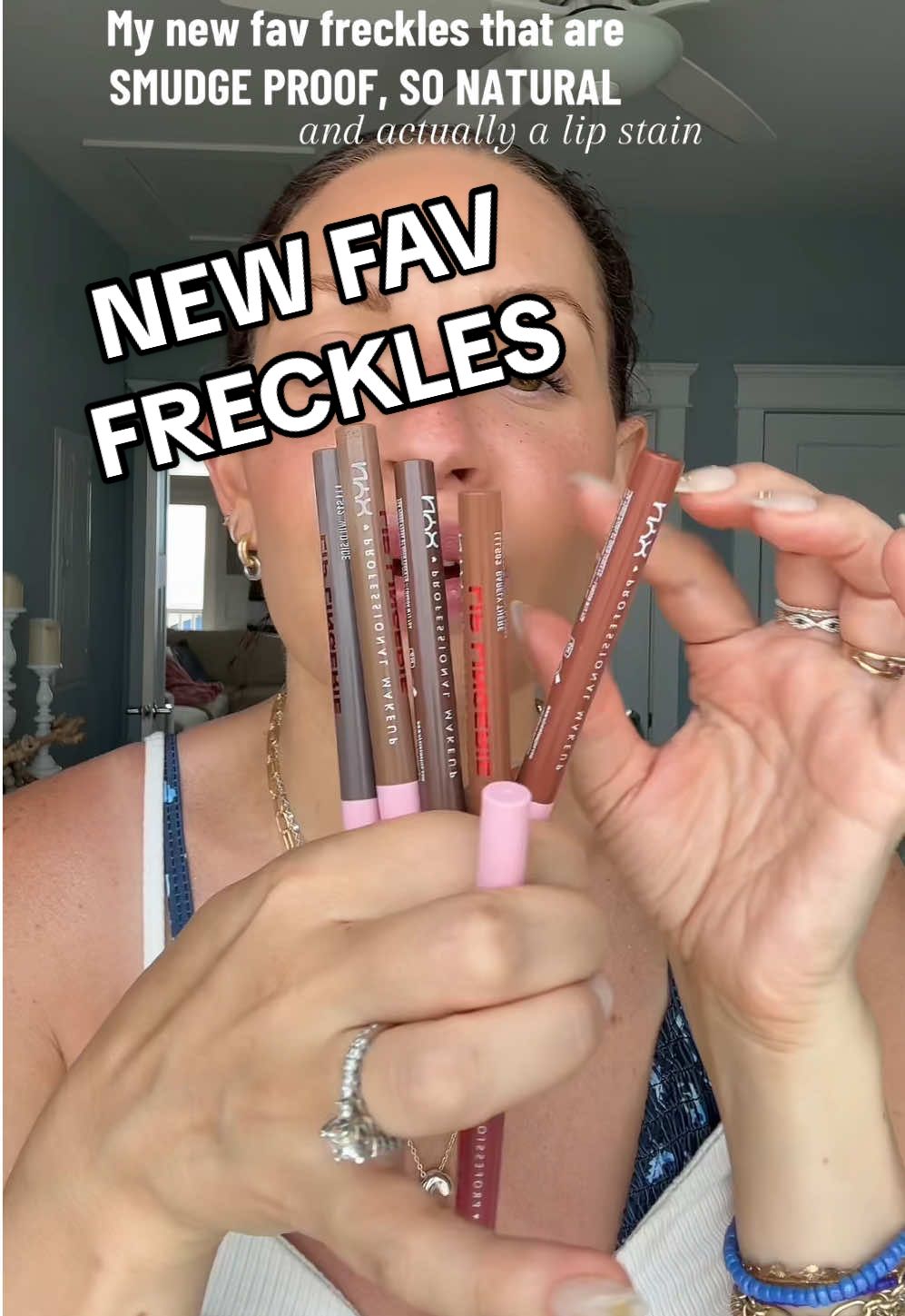 The new NYX lip liner stains are so long lasting and the shades are just perfect for freckles!! #freckle #lipstain #liplinerstain #nyxcosmetics #tiktokshopblackfriday 
