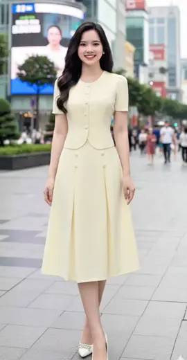 Set váy nữ thiết kế Nhật Vy áo cổ tròn#damxinh #thoitrangcongso #vay #thoitrangnu #vayxinh 