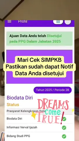 Mari Cek SIMPKB Pastikan sudah dapat Notif Data Anda disetujui - PPG 2025