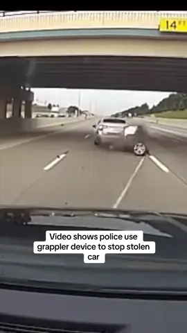 New video released by Livonia police shows them using a grappler device to stop a stolen vehicle yesterday. The car still tried to drive away, ripping off its rear axle. 