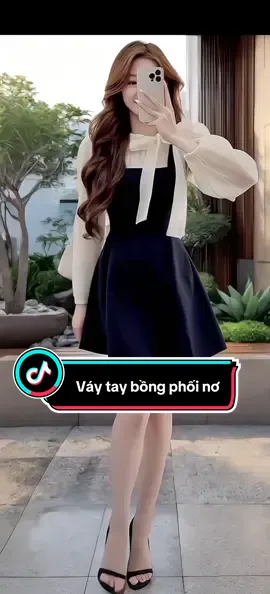 Váy tay bồng phối nơ tiểu thư #xuhuong #váyxinh #thoitrangnu #xuhuongtiktok2025😘 