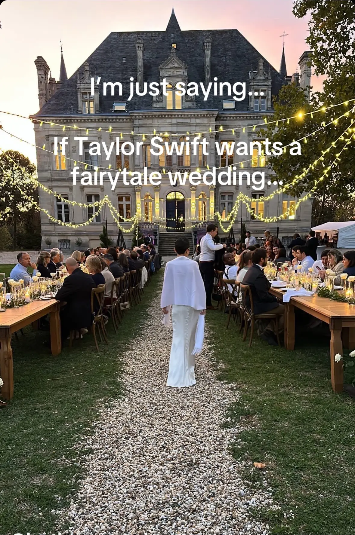Sometimes I forget I got married in a literal chateau in France - but here we are, happy ending and all! 🥰❤️ #taylorswiftengagement #taylorswiftandtraviskelce #destinationwedding #chateauwedding 