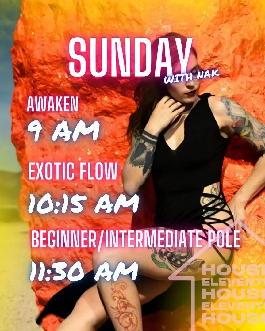 Whether you're finding your flow, building strength, or just showing up for you—Nak’s Sunday classes are where it’s at. Open to all levels, all bodies, all vibes. Come get what you need from the pole this week. 🌈✨ 🌟 Download the Eleventh House app and save your spot—these fill up quick and you don’t want to miss the magic. #PoleVegas #LVPoleLife #HeelsClassLasVegas #EleventhHouseLV #InclusiveDanceSpace #SensualMovementLV #VegasLGBTQCommunity #MoveWithNak #PoleIsForEveryone 🌈🖤👑