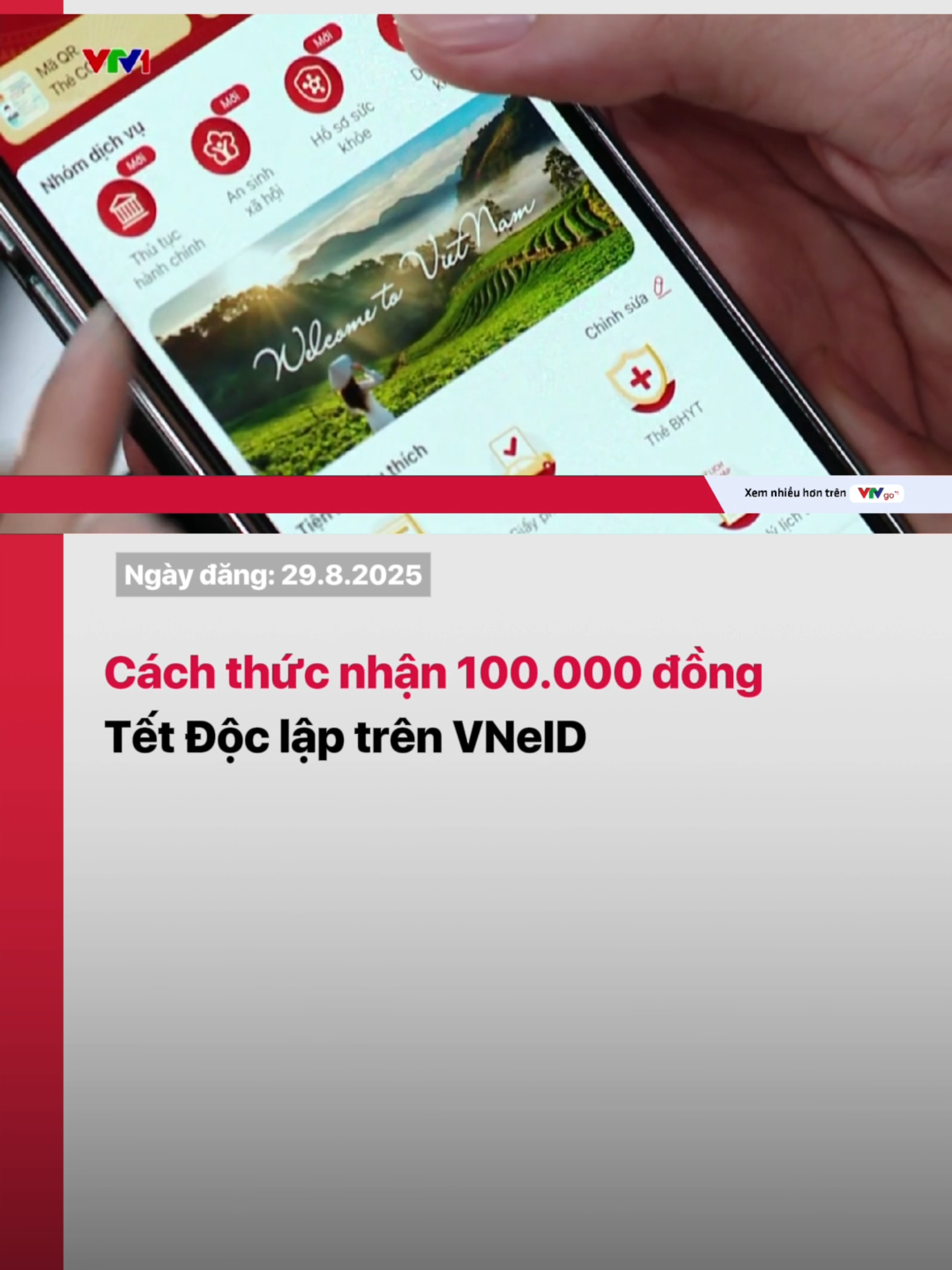 Người dân có thể nhận 100.000 đồng qua tài khoản VNeID nhân dịp kỷ niệm 80 năm Cách mạng Tháng Tám thành công và Quốc khánh 2/9. #Quockhanh2thang9 #TetDoclap #A80 #vtv24 #vtvdigital #tiktoknews