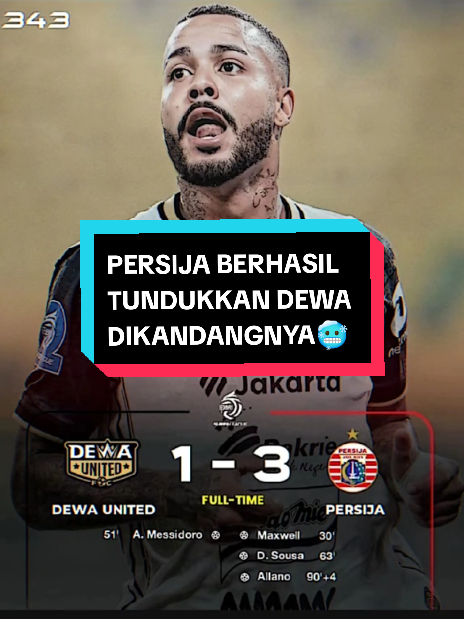 FT: DEWA UNITED 1-3 KING PERSIJA🔥 Macam Kemayoran berhasil tundukkan dewa united dikandangnya 3-1, persija Jakarta kini puncaki klasemen Super League sementara. . #persijajakarta #dewaunited #briliga1 #superleague #persija