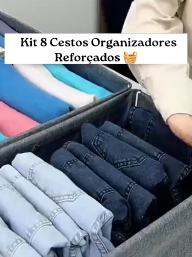 Com este kit de 8 cestos organizadores você deixa tudo no lugar de forma prática e elegante. ✨ ✔️ Material rígido e reforçado 💪 ✔️ Multiuso – roupas, acessórios, brinquedos e muito mais ✔️ Ideal para manter cada cantinho organizado #decor #casa #comprasonline #enxovaldecasanova 