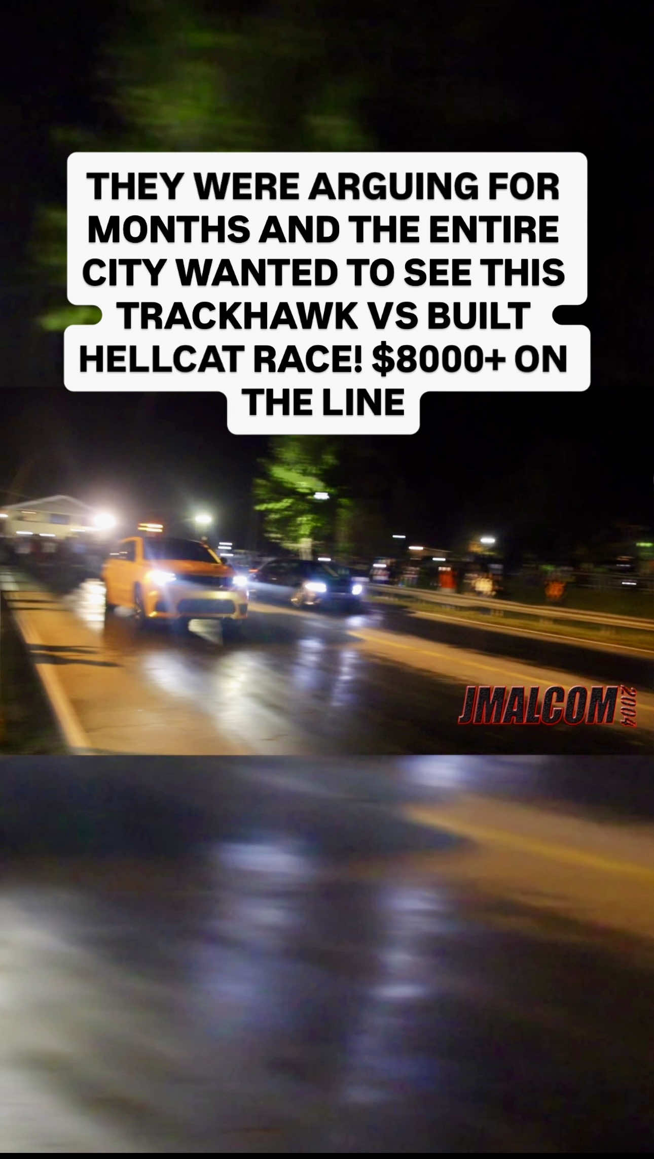 This was a huge grudge race right here #dragracing #grudgeracing #hellcat #trackhawk #race #supercharged #supercharger #horsepower #dodgehellcat #jeeptrackhawk 