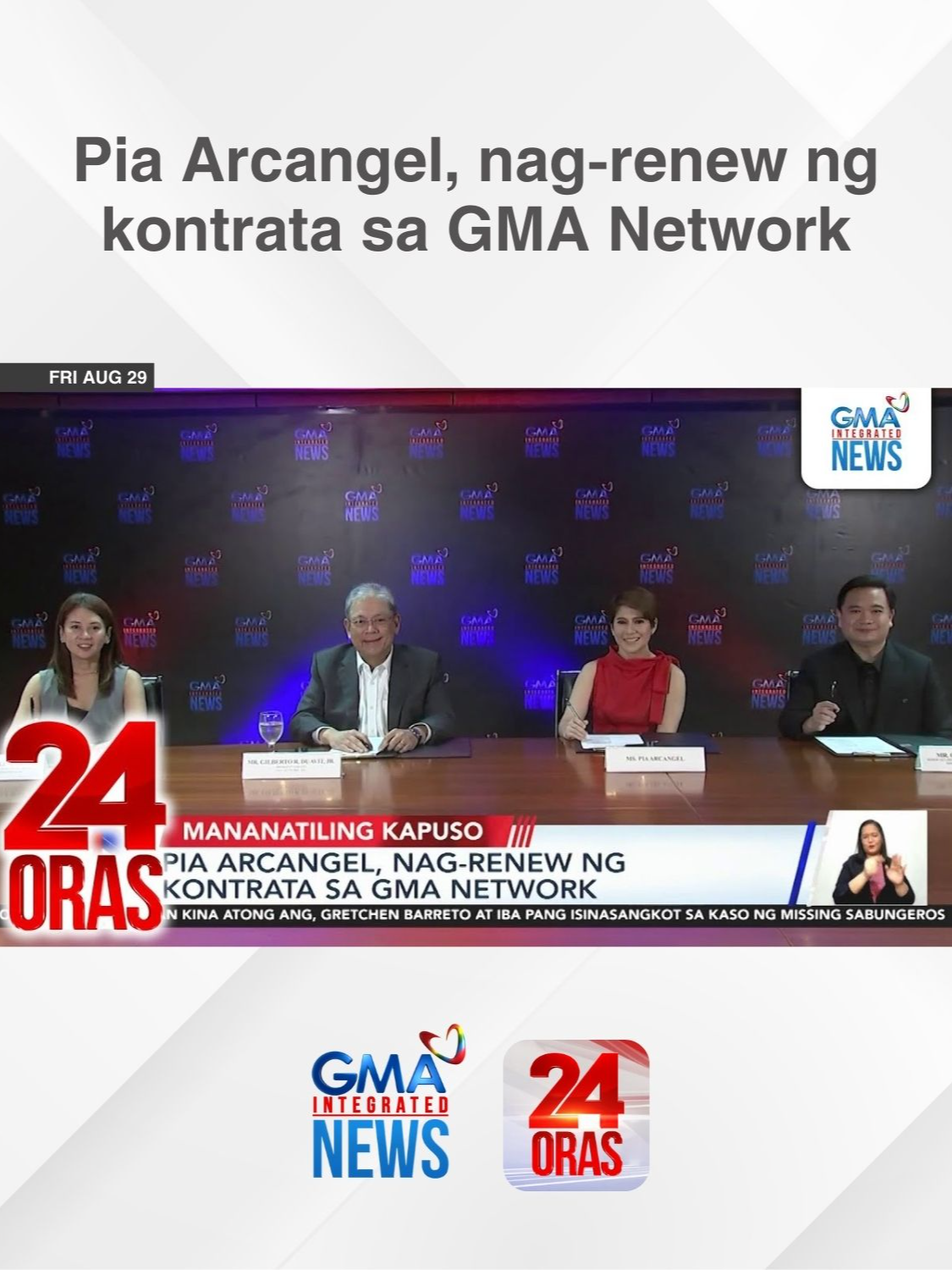 Tuloy-tuloy ang pagtutok at pagsaksi sa pinakamalalaking balita't impormasyon ng ating Kapusong si Pia Arcangel sa muli niyang pagpirma ng kontrata sa GMA Network. | 24 Oras #BreakingNewsPH #GMAIntegratedNews #24Oras