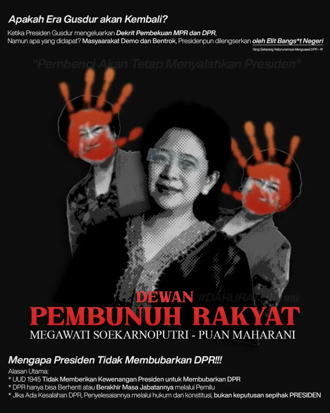 Akankah Presiden yang akan kembali menerima getahnya seperti zaman gusdur, atas apa yang sudah dilakukan oleh para oknum pejabat bangs*t korup negeri ini 