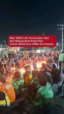 Aksi 1000 lilin komunitas ojek online (ojol) dan masyarakat Kota Palu untuk almarhum Affan Kurniawan seorang driver ojol yang meninggal dunia akibat dilindas mobil rantis milik Brimob. kegiatan tersebut berlangsung di Taman Vatulemo, Kota Palu, Sulawesi Tengah, Jumat (29/8/2025) malam. #affankurniawan #ojoldilindas #1000lilin #ojol #lewatberanda 