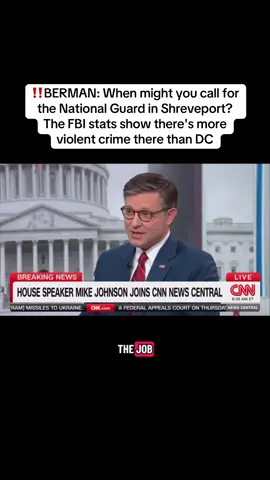 @CNN BERMAN: When might you call for the National Guard in Shreveport? The FBI stats show there's more violent crime there than DC SPEAKER MIKE JOHNSON: There's a lot of good work that's been done. There are a lot of reasons for that. We have a Democrat DA there who has not been prosecuting crime as some other more aggressive DAs have. Soros funded that individual.  #Mikejohnson #congress #nationalguard #crime #fypシ゚viral 
