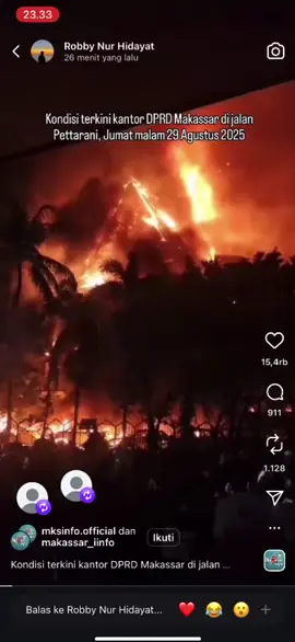 LUDES !! TERBAKAR KANTOR DPRD KOTA MAKASSAR MALAM I NI. 