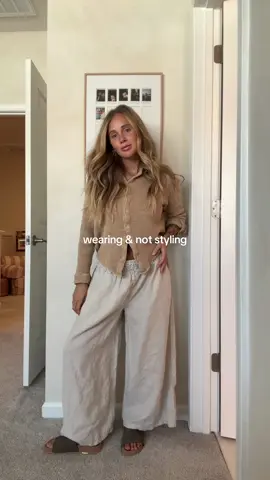 cozy fit — officially 3 weeks pp today!! using my Nuuly postpartum is just as amazing as it was during pregnancy… so many loose pants & button ups 🤎