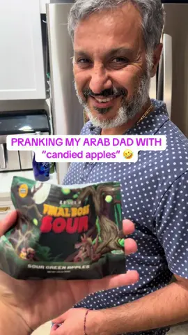 Pranking my middle eastern dad with final boss sour level 4 candy 🤣 im ngl these were sour asf but really good #fyp #sourfinalboss #finalboss 