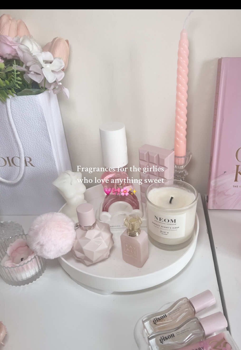 Let me know your fave sweet fragrance scents 💗💗 1) @Sabrina Carpenter sweet tooth  2) @arianagrande sweet like candy 3) @Kayali Yum 81  4) @VSPINK warm vanilla  5) @Gisou honey hair perfume  #sweetscents #sweettooth #perfumecollection #fyp 