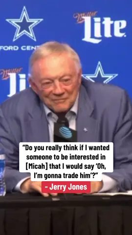 Jones was asked about saying that he was not considering trading Parsons. (via @Dallas Cowboys) #cowboys #nfl #football #micahparsons
