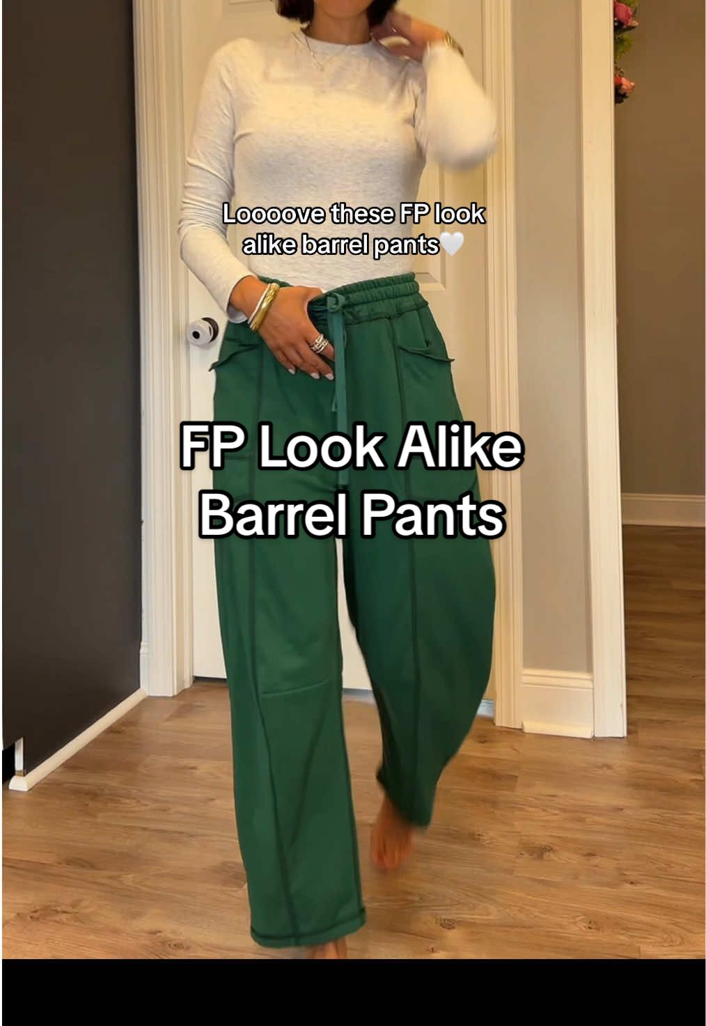Love that they are 80% cotton too🤍 #tiktokshop #barrelpants #sweatpants #lookalike 