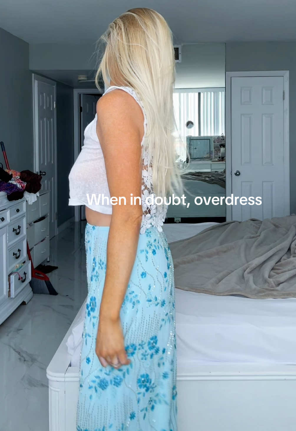When in doubt, overdress #dress #dresses #endofsummer #endofsummersale #sequinskirt #OOTD 