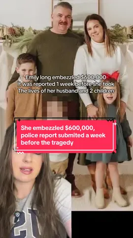 More details into Emily long, the mother who took the lives of her husband and 2 children while leaving their toddler unharmed. She was reported to police just a week before for embezzling $600,000 from her work place. This opens up an entirely new angle for why this happened. #emilylong #newhampshire #braincancer 