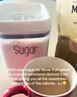 Monk fruit—my new sugar!😋  It’s virtually calorie-free and contains no carbohydrates, unlike sugar, which provides 16 calories and 4 grams of carbohydrates per teaspoon. 😬 #monkfruit #monkfruitsweetner #coffee #sweetner #fyp 