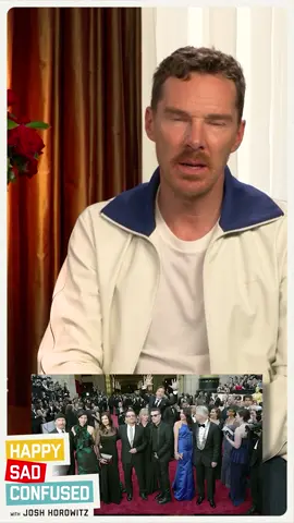 About that time Benedict Cumberbatch photobombed U2 at the Oscars. #benedictcumberbatch #oliviacolman #happysadconfused