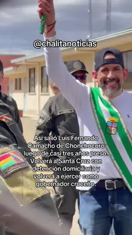 Último minuto #santacruz Así salió Luis Fernando Camacho de Chonchocoro luego de casi tres años preso. Volverá a Santa Cruz con detención domiciliaria y volverá a ejercer como gobernador cruceño. #camacho 
