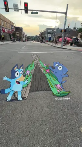 The world's a magical place ⛺ ✨ Camping chalk art by @thechalkingdad #Bluey