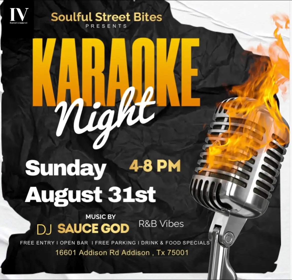 Karaoke night is THIS SUNDAY 🔥 Tell a Friend , Bring a Friend ❗️  #soulfulstreetbites #karaoke #addisontx 