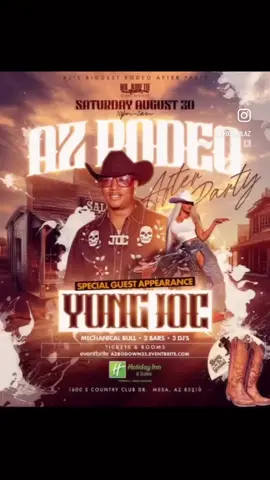 This Arizona Black Rodeo weekend will be a MOVIE! So many parties and other events happening in the Valley of the Sun!  -Arizona Black Rodeo Official After Party at Lush Café and Lounge in Tempe on August 29 -Arizona Black Rodeo Official After Party at Talking Stick Resort in Scottsdale on August 30 -Boots and Bougie Black Rodeo Edition at Travis L. Williams American Legion Post 65 in Phoenix on August 30 -AZ Rodeo Weekend After Party/Pool Party at Holiday Inn Country Club in Mesa on August 30-31 hosted by Bowtie AZ-Events -Reminisce Performing LIVE on Sunday, August 31 at Blue Martini Phoenix -AZ Black Rodeo Comedy Show in Phoenix on Sunday, August 31 hosted by Good Energy Productions and Blacknight Events More details at PhxSoul.com!  #phxsoul #labordayweekend #aztiktok #yungjoc #azblackrodeo 