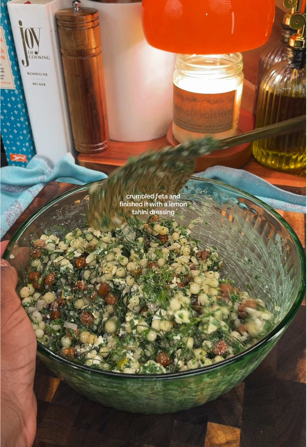 Replying to @Marley Couscous Salad with Lemon–Tahini–Toum Dressing •	2 cups pearl couscous, cooked and cooled •	1 can chickpeas, rinsed and dried – Drizzle with olive oil, season with salt, pepper, Italian seasoning, onion powder, garlic powder, and paprika. – Roast at 400°F for 25–30 minutes, until golden and crunchy                                        •	1 large shallot, finely chopped •	¼ cup pistachios, chopped •	¼ cup each fresh parsley and dill, chopped •	½ cup crumbled feta (or to taste) Lemon Tahini Dressing •	½ cup tahini •	7 tbsp fresh lemon juice (¼ cup + 3 tbsp) •	2 tbsp toum •	1 tbsp olive oil •	2–4 tbsp cold water, just enough to loosen •	1 tbsp honey (or maple syrup) •	1 tsp kosher salt •	Optional: zest of 1 lemon for extra brightness Add all dressing ingredients to a jar and shake until smooth. Pour over salad and toss everything together. #EasyRecipe #foodprep #mealprep #mealprepideas #healthymealideas #lunchideas 
