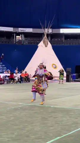 I was in a tie breaker—nerve-racking but so much fun! I danced in the Senior Women’s Jingle (36–54 years old) category to a good song by the Wooden Face Singers. It came down to two quick push-ups that is basically half a song. That was nice! So grateful to dance at Whitecap Dakota Powwow 2025.