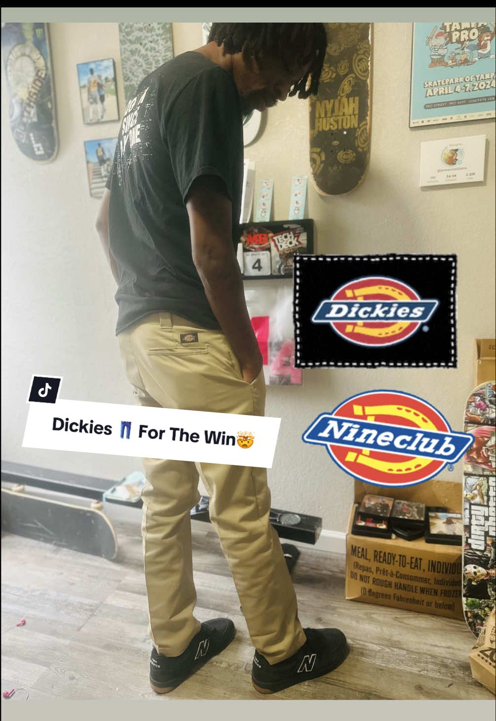 Replying to @kickflipperCal22  What do you guys think ? 👀  #dickies #pants #Skateboarding 