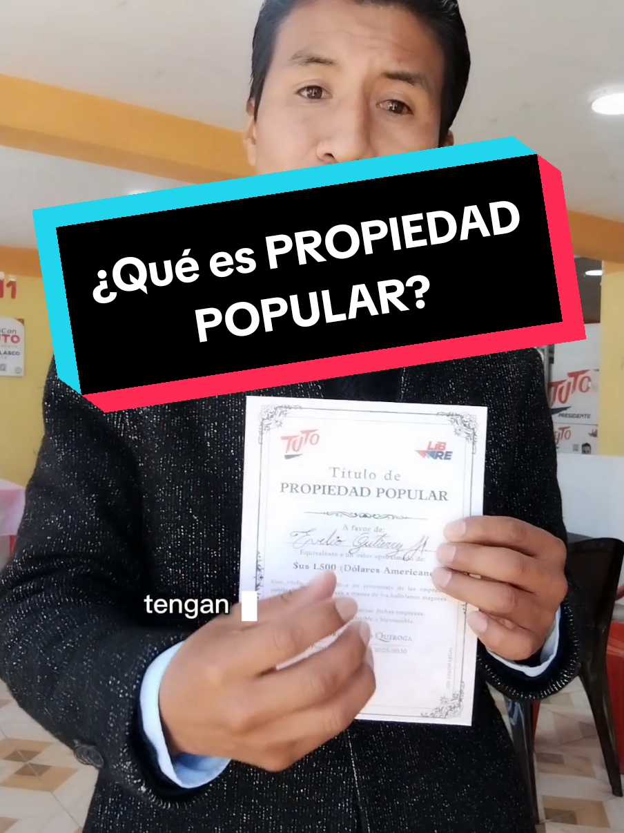 Nosotros ofrecemos cosas que se pueden cumplir. ¿QUÉ ES PROPIEDAD POPULAR? #noticia #economia #bolivia #lapaz #santacruz  @Tuto Quiroga @TutoPresidente 