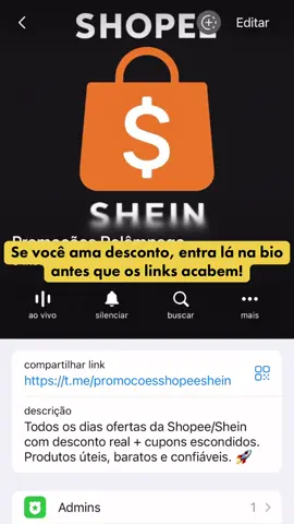 Se você ama desconto da Shopee e Shein, esse grupo foi feito pra você! 🛒✨ Promoções Relâmpago ⚡️  👉 Link na bio antes que acabe! ✉️ Telegram: https://t.me/promocoesshopeeshein #grupodepromocoes #achadinhosshopee #achadinhosshein #vaiprafyyyyyyyyyy🤡🤝 #viral 