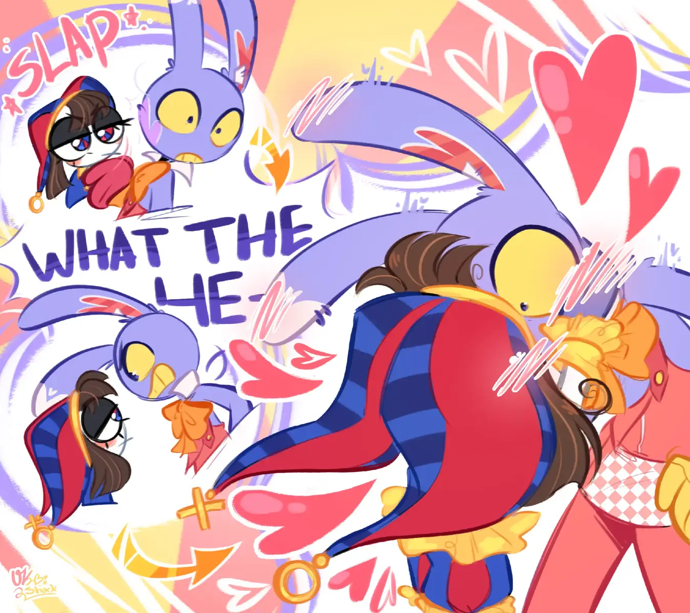 HELP!!! THEY WON'T GET OUT OF MY HEAD AAAAAAA (｡•̀ ⤙ •́ ｡ꐦ) !!!💜❤💙 Anyways, funnybunny art + redesigned them cause why not #theamazingdigitalcircus #tadc #funnybunny #fyp #fanart 