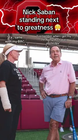 Happy College Football Season 🎉🏈 #Throwback to when Nick Saban met the legend 🥎 #oufootball #ousoftball #nicksaban #funny 